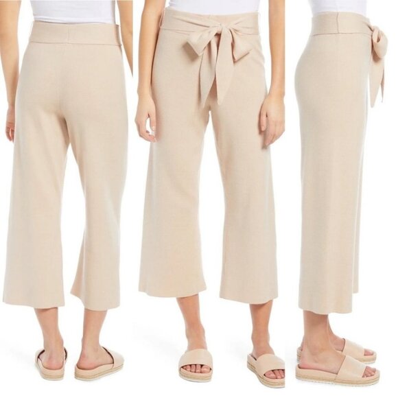 WAYF Tan Beige Crop Casual Pants Size Medium Fulton Nordstrom Stretch Loungewear - Picture 16 of 16